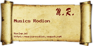Musics Rodion névjegykártya